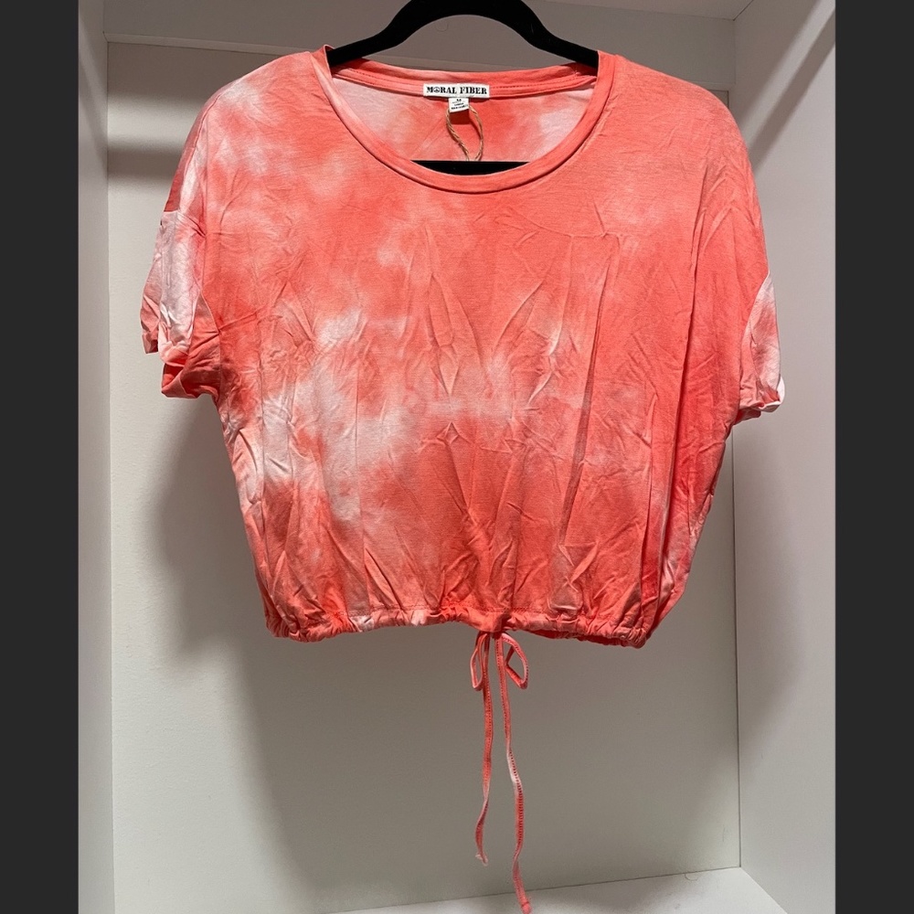 Peachy-orange tie-dye crop top - size M